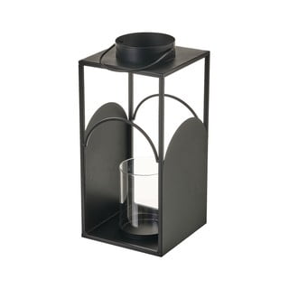 Czarny metalowy lampion w kolorze złota Casa Selección, wys. 35 cm
