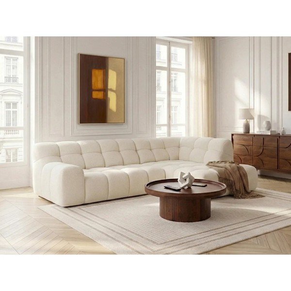 Biały rozkładany/z elektryczną regulacją siedziska narożnik (prawostronny/w kształcie litery L) Andre – Bobochic Paris-image-3