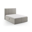 Szare łóżko boxspring ze schowkiem 160x200 cm Gina – Milo Casa