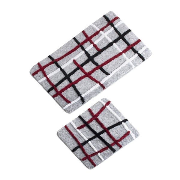 Zestaw 2 szaro-czerwonych dywaników łazienkowych Verge Bath Mat Linus