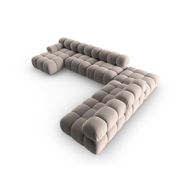 Jasnobrązowy aksamitny narożnik modułowy (prawostronny/w kształcie litery U) Bellis – Micadoni -image-4