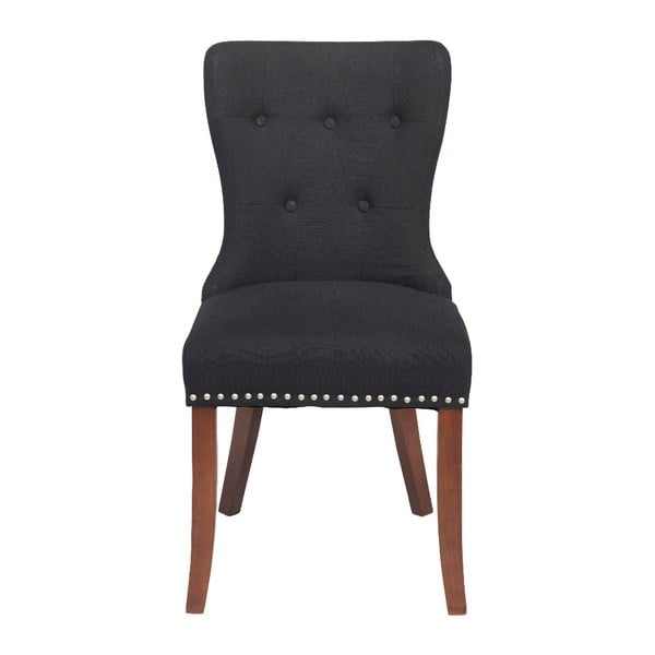 Czarne krzesło do jadalni z brązowymi nogami Rowico Adele