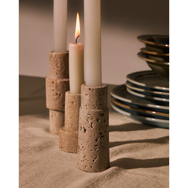 Kamienne świeczniki zestaw 3 szt. Majid – Kave Home-image-1