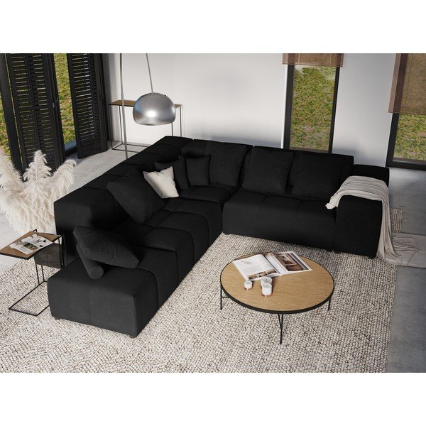 Czarna aksamitna poduszka do sofy modułowej Rome Velvet – Cosmopolitan Design-image-4