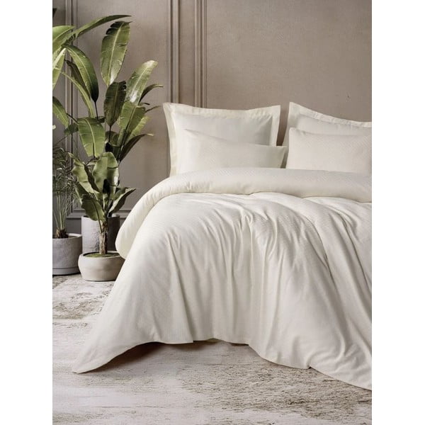 Beżowa pościel jednoosobowa z bawełny renforcé 140x200 cm Checkered – Mila Home Luxury