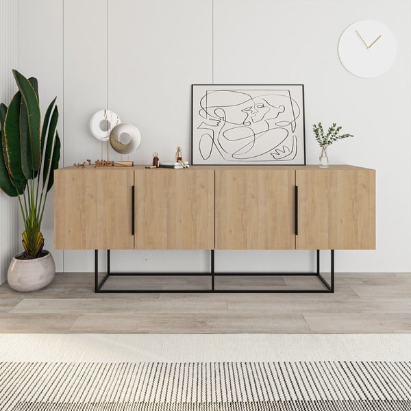 Niska komoda w dekorze dębu 200x80 cm Titan – Marckeric-image-4