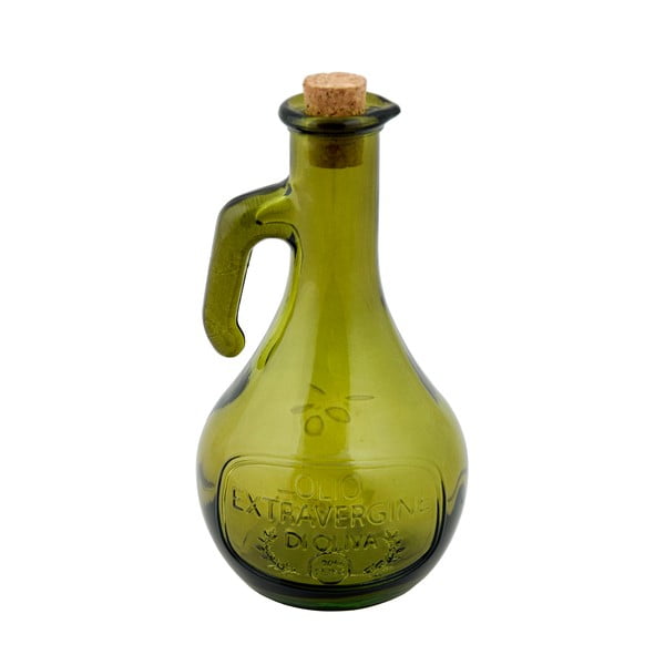 Zielona butelka na olej ze szkła z recyklingu Ego Dekor Olive, 500 ml