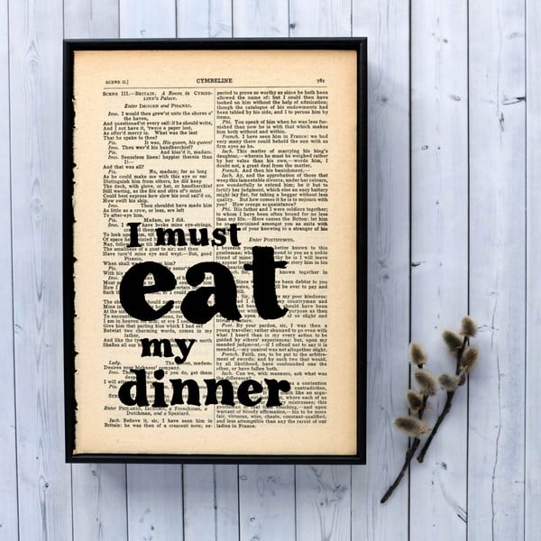 Plakat w
  drewnianej ramce Bookishly Shake Eat Dinner