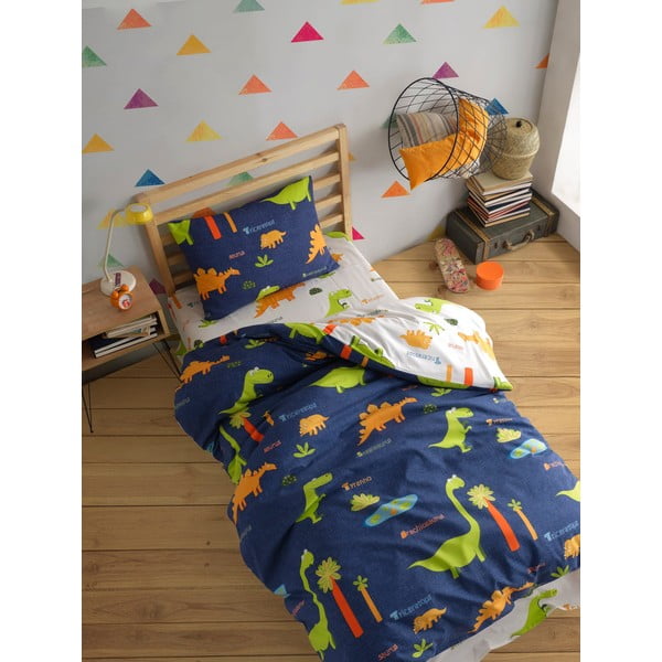 Niebieska pościel dziecięca jednoosobowa 140x200 cm Dinolar – Mijolnir