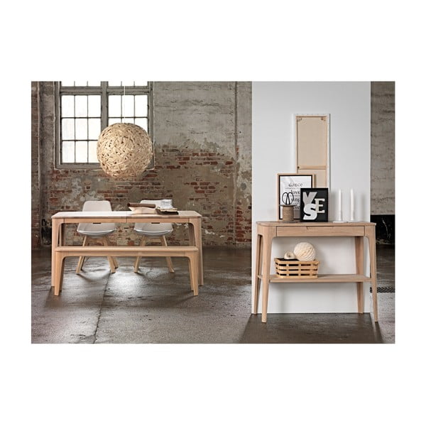 Konsola z drewna białego dębu Unique Furniture Amalfi, 90x37 cm-image-1