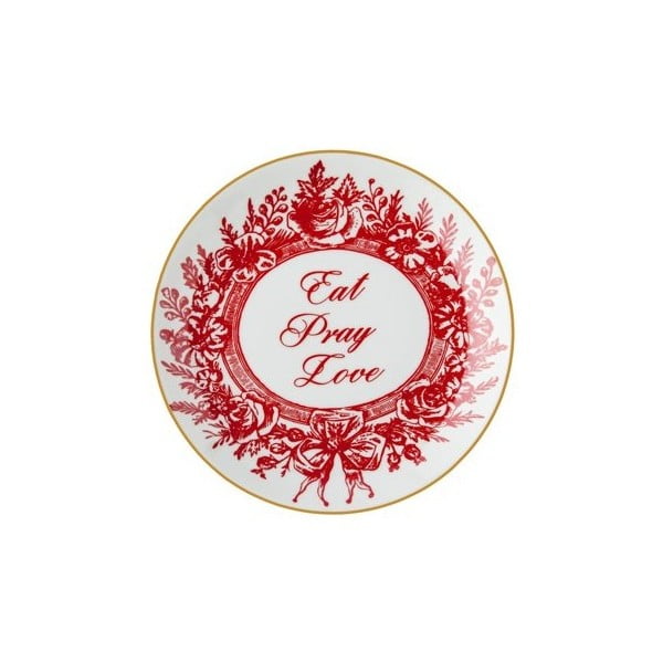 Červenobílý talerz porcelanowy Vivas Eat, Ø 23 cm