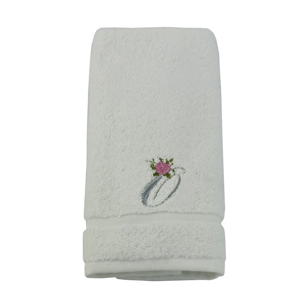 Ręcznik z inicjałem i różyczką O, 30x50 cm