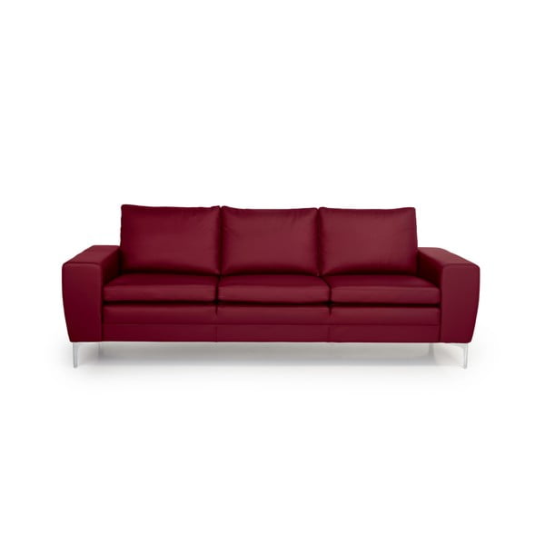 Czerwona sofa skórzana Scandic Twigo, 227 cm