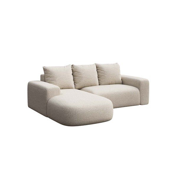 Kremowy narożnik z materiału bouclé Bouclé (lewostronny) Feiro – MESONICA-image-2