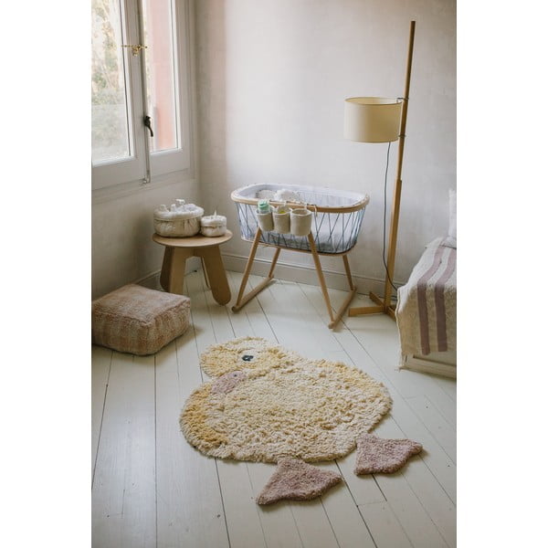 Żółty bawełniany dywan dziecięcy tkany ręcznie odpowiedni do prania 95x120 cm Ducky – Lorena Canals-image-1