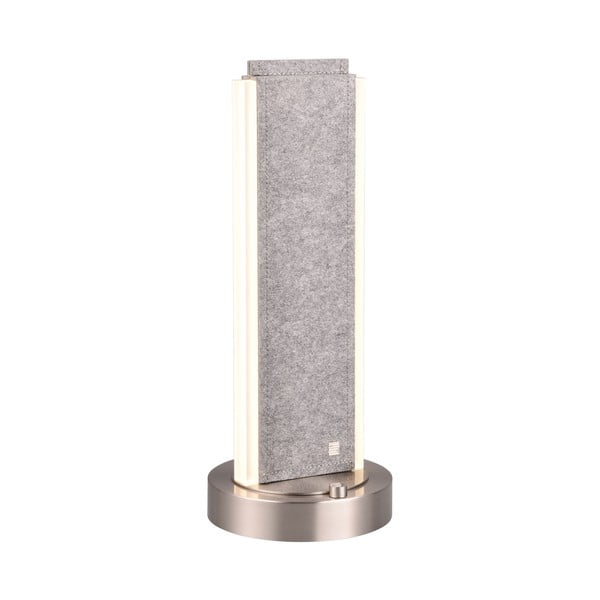 Szara lampa stołowa LED ze sterowaniem głosowym/mobilną aplikacją i tekstylnym kloszem (wysokość 51 cm) Cicara – CINQUE