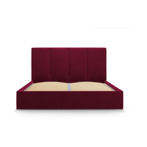 Bordowe aksamitne łóżko dwuosobowe Mazzini Beds Juniper, 180x200 cm-image-2