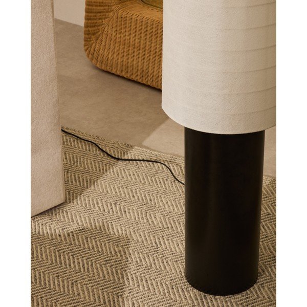Biało-czarna lampa stojąca z tekstylnym kloszem (wysokość 142 cm) Dulan – Kave Home-image-2