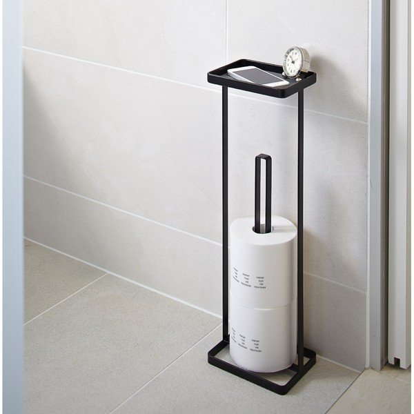 Czarny stojak na papier toaletowy z półeczką YAMAZAKI Tower-image-1