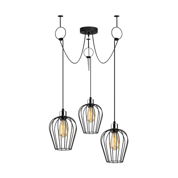 Czarna lampa wisząca z 3 kloszami Opviq lights Tel Chain-image-2