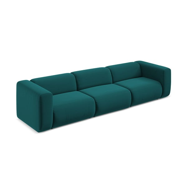 Turkusowa aksamitna sofa 319 cm Ekahi – Makamii-image-3
