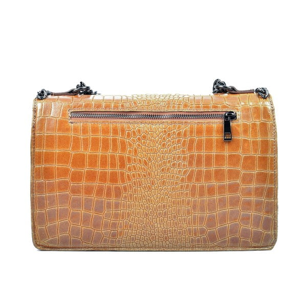 Brązowa skórzana torebka Carla Ferreri Chain-image-1