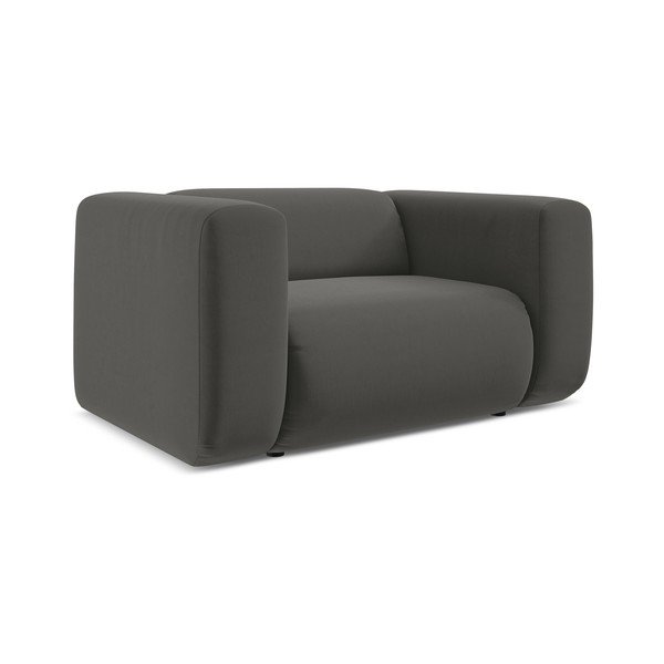 Szary aksamitny fotel Ekahi – Makamii