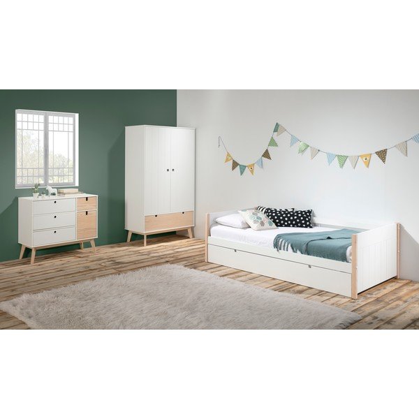 Biała szafa dziecięca z nogami z drewna sosnowego Marckeric Kiara-image-1