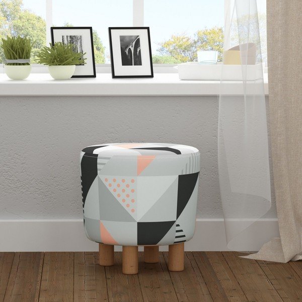 Taboret z drewnianymi nogami Cono Tepe, ⌀ 41 cm-image-3