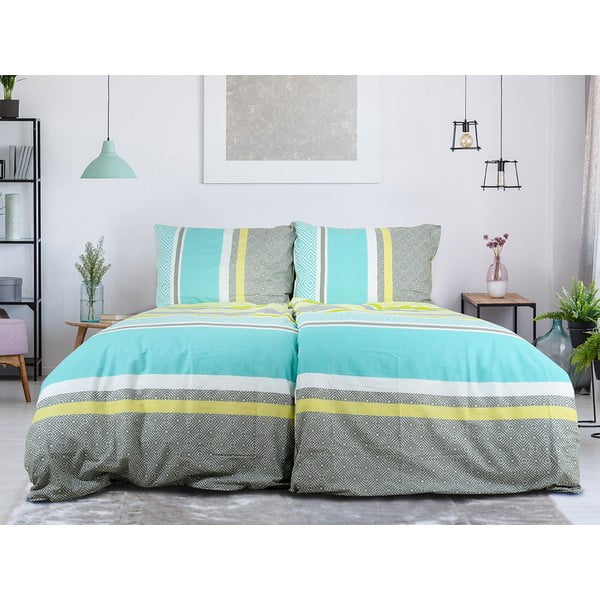 Szaro-turkusowa pościel jednoosobowa z kory 140x200 cm Beautiful Spring – B.E.S.