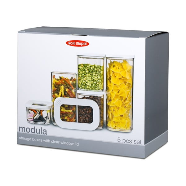 Pojemniki 5 szt. na żywność Modula White – Mepal-image-3