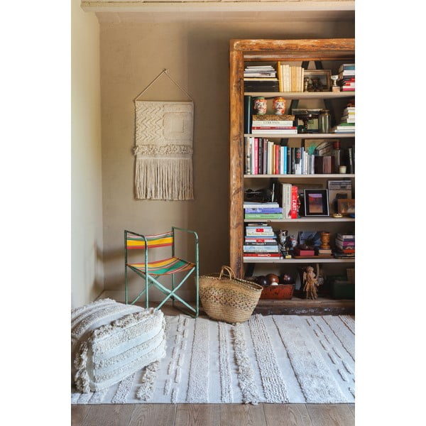 Jasnoszaro-kremowy bawełniany dywan tkany ręcznie odpowiedni do prania 140x200 cm Air Natural – Lorena Canals-image-4