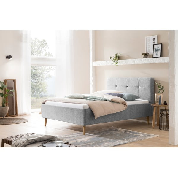 Jasnoszare tapicerowane łóżko dwuosobowe bez stelaża 140x200 cm Smart – Meise Möbel-image-1