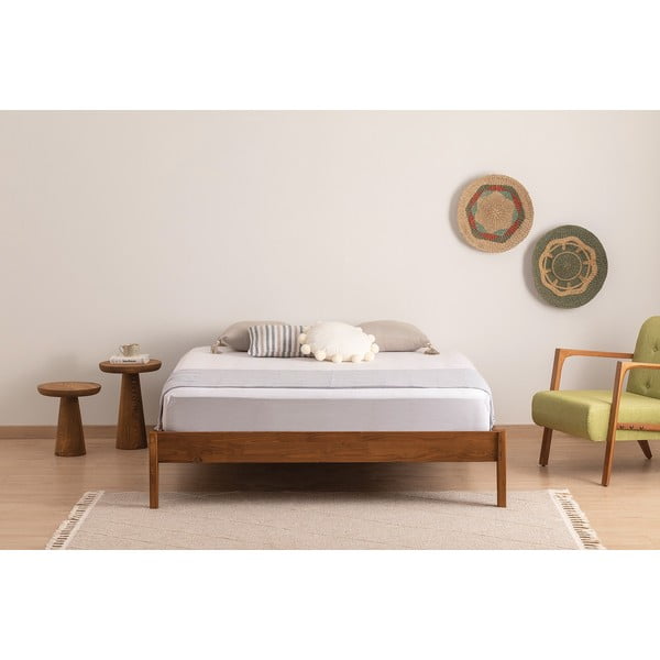 Ciemnobrązowe łóżko dwuosobowe z litego drewna świerkowego ze stelażem 180x200 cm Galaksi – Kalune Design-image-2