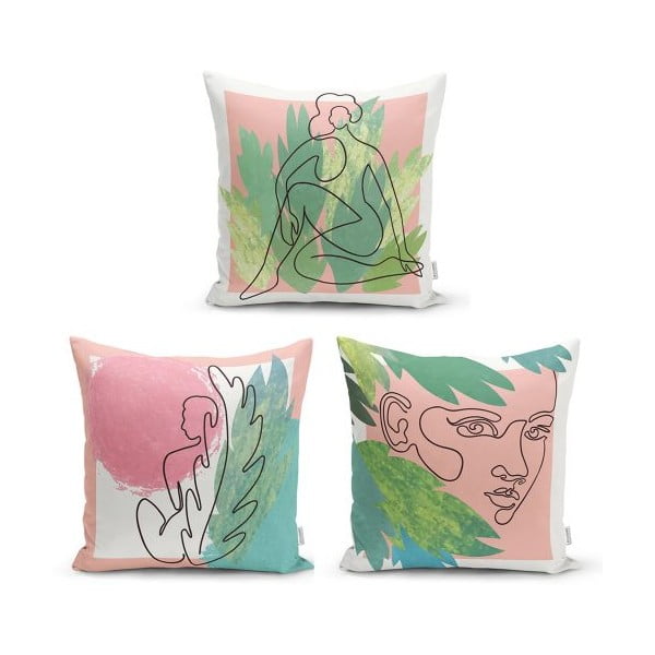 Zestaw 3 dekoracyjnych poszewek na poduszki Minimalist Cushion Covers Colourful Minimalist, 45x45 cm