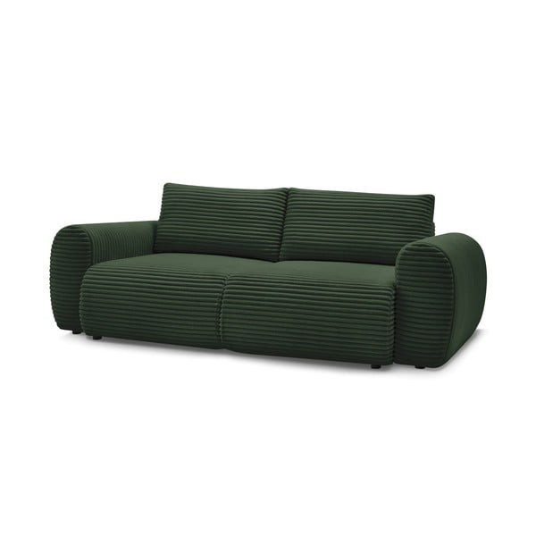 Ciemnozielona sztruksowa rozkładana sofa 257 cm Lucien – Bobochic Paris-image-3