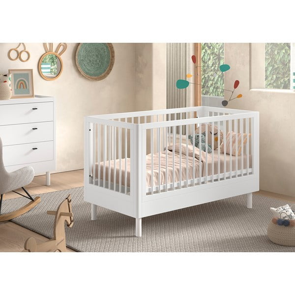 Białe łóżeczko z litego drewna bukowego 70x140 cm Forrest – Vipack-image-1