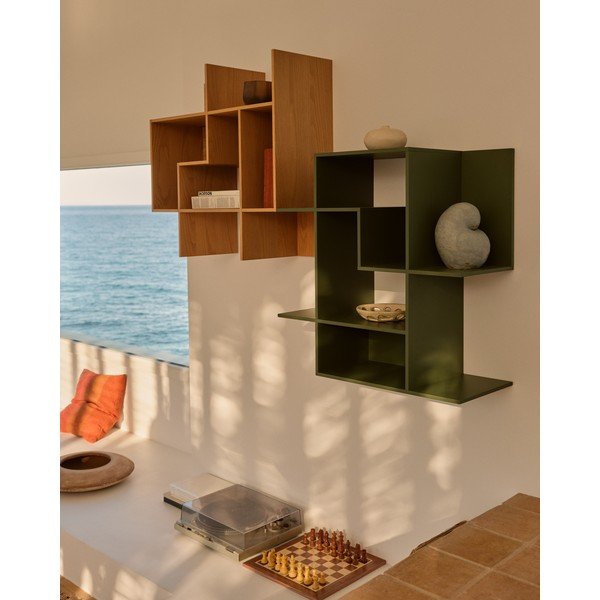 Zielony modułowy system półek 80x80x25 cm Ina – Kave Home-image-1