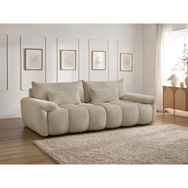 Beżowa sofa z tkaniny szenilowej 264 cm Ivane – Bobochic Paris-image-1