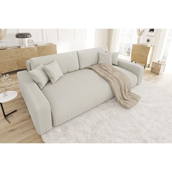 Kremowa sztruksowa rozkładana sofa ze schowkiem 234 cm Sara – Ropez-image-3