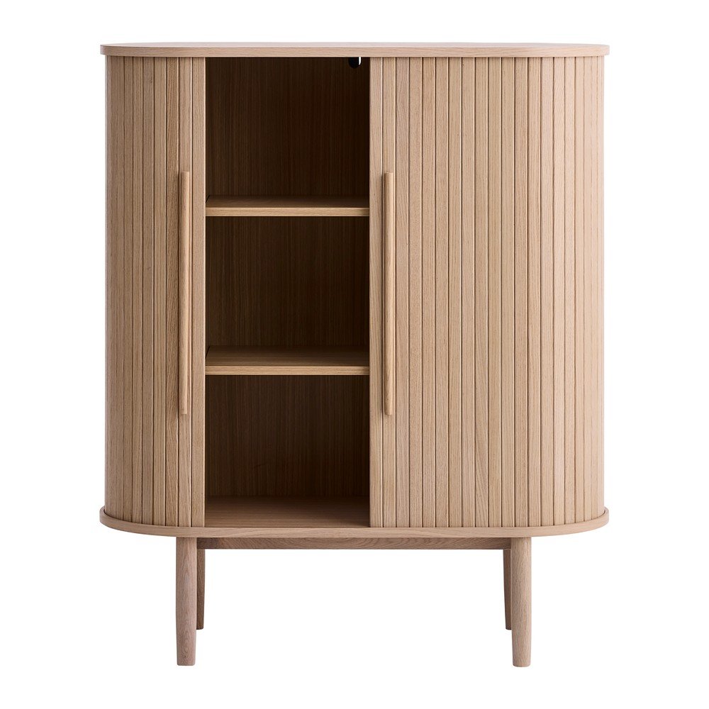 Szafka w dekorze dębu z drzwiami przesuwnymi w jasnym naturalnym kolorze 100x118x40 cm Meta – Unique Furniture (zdjęcie 6)