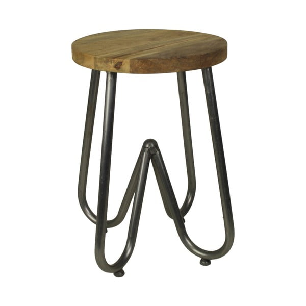 Stolik z blatem z drewna mangowego i czarnymi nogami HSM Collection, ⌀ 38 cm