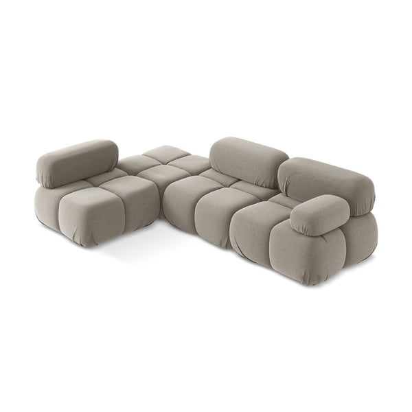 Beżowy aksamitny narożnik modułowy (lewostronny) Lokua – Makamii-image-2