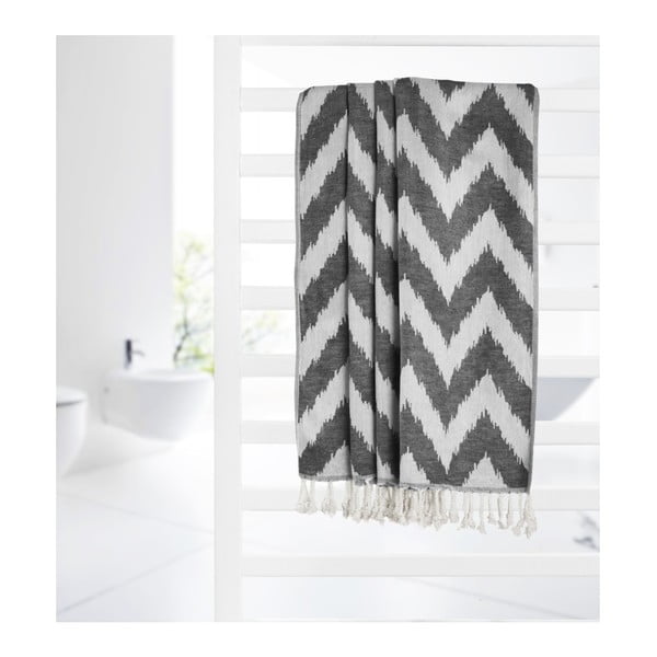 Czarny ręcznik hammam Kate Louise Laila, 165x100 cm-image-3