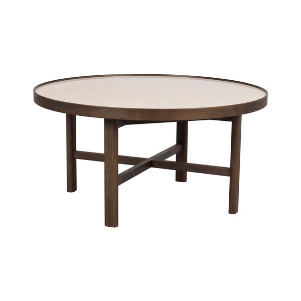 Ciemnobrązowy okrągły stolik z ceramicznym blatem 90x90 cm Marsden – Rowico-image-2