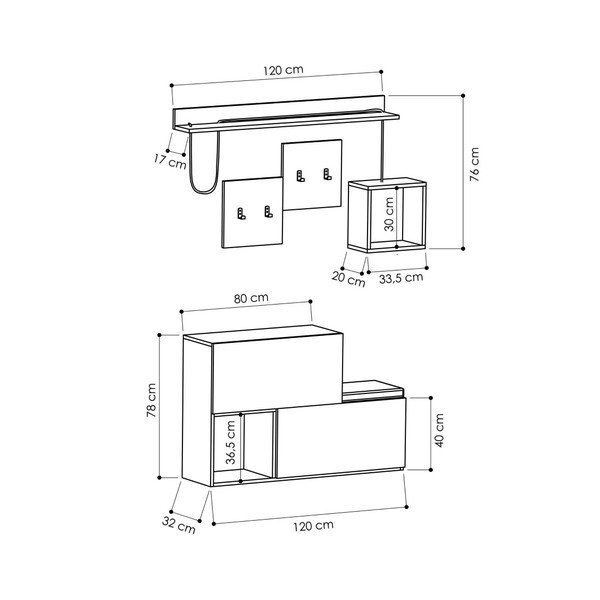 Biały zestaw do przedpokoju Holdon – Kalune Design-image-3