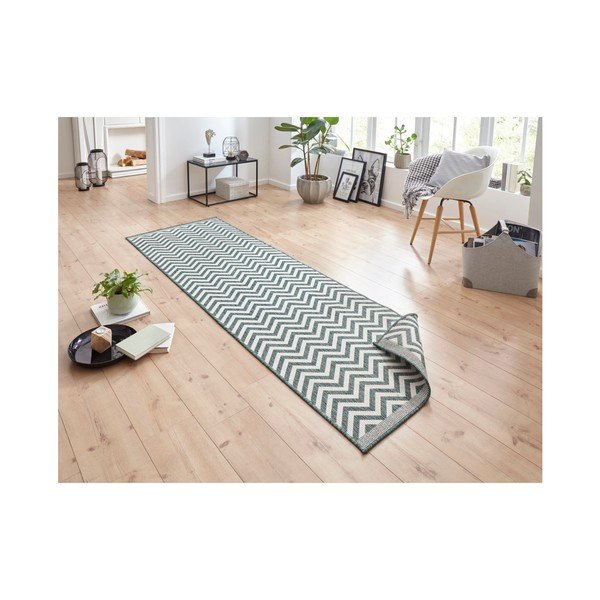 Zielono-kremowy wytrzymały chodnik dwustronny Bougari Twin Supreme Mismo, 80x350 cm-image-4
