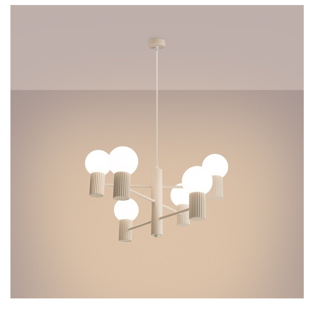 Kremowa lampa wisząca ze szklanym kloszem Orbital – Sollux (zdjęcie 10)