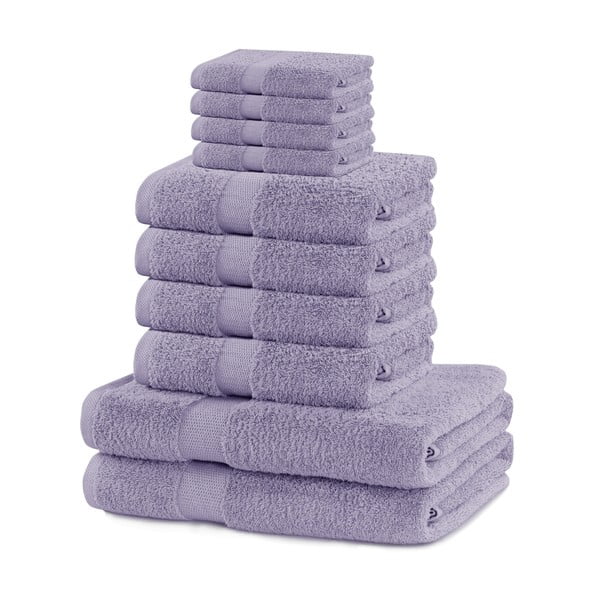 Lawendowe bawełniane ręczniki zestaw 10 szt. frotte Marina – Restilo