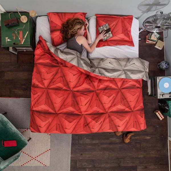 Czerwono-brązowa pościel Snurk Monogami, 140x200 cm-image-1